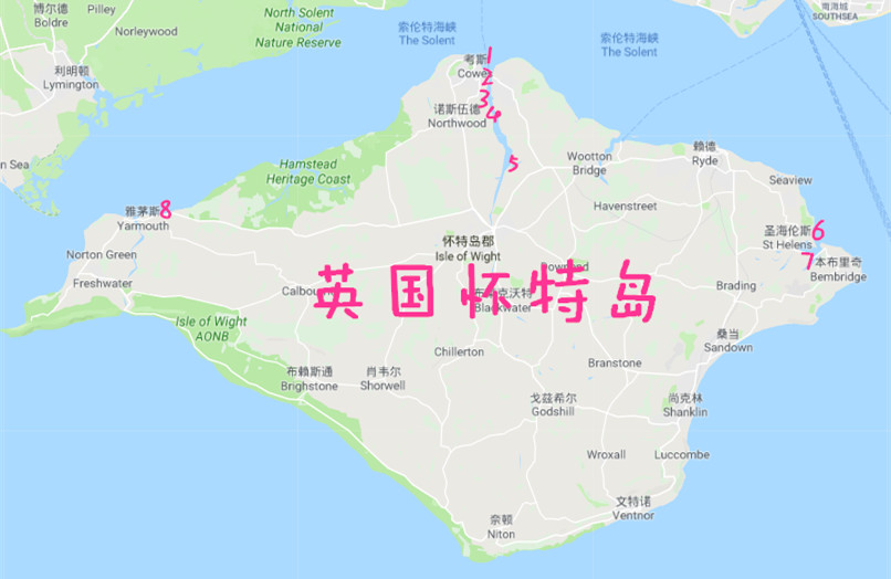 英国地图,isle of wight(怀特岛)位置